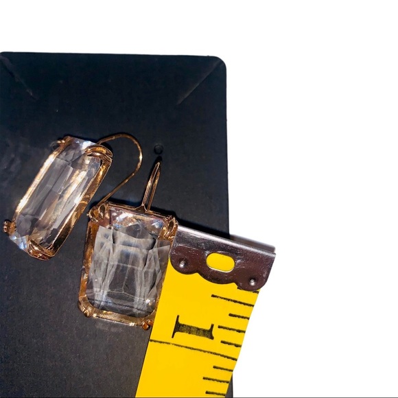 New Crystal Clear Big Square Earrings Drop Dangle - Picture 5 of 12
